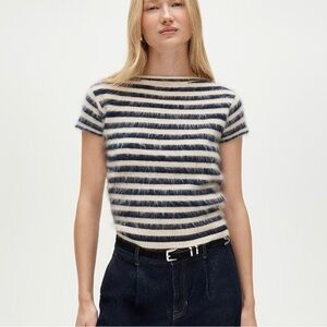 J. Crew Navy and White Striped Short Sleeve Top BRAND NEW! NWT!